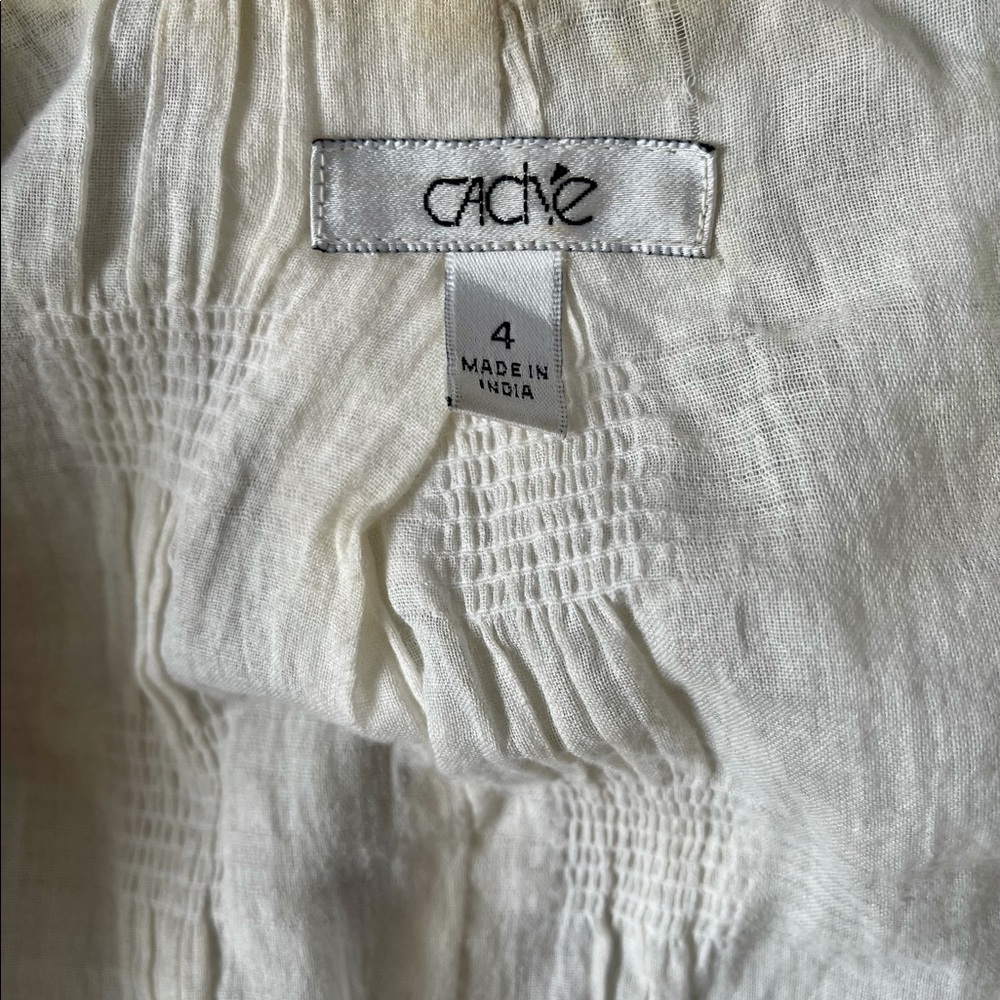 Cache Cream Leather Zip Jacket Size 4 - image 3